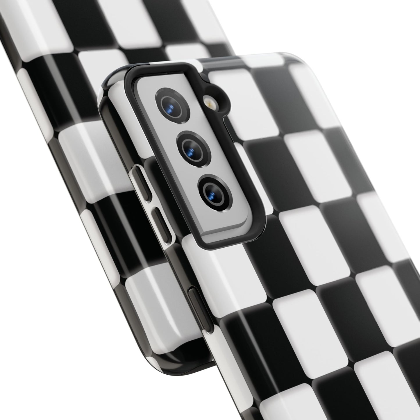 Checkerboard Tough Phone Case — Black & White Retro Protective Cover