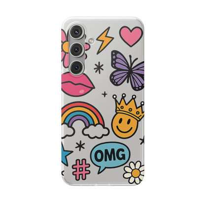 Doodle Pop Sticker Collage— Sleek Protective Flexi-Case