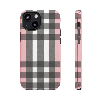 Bubblegum Plaid Tough Phone Case - Pink and Gray Buffalo Protection Cover