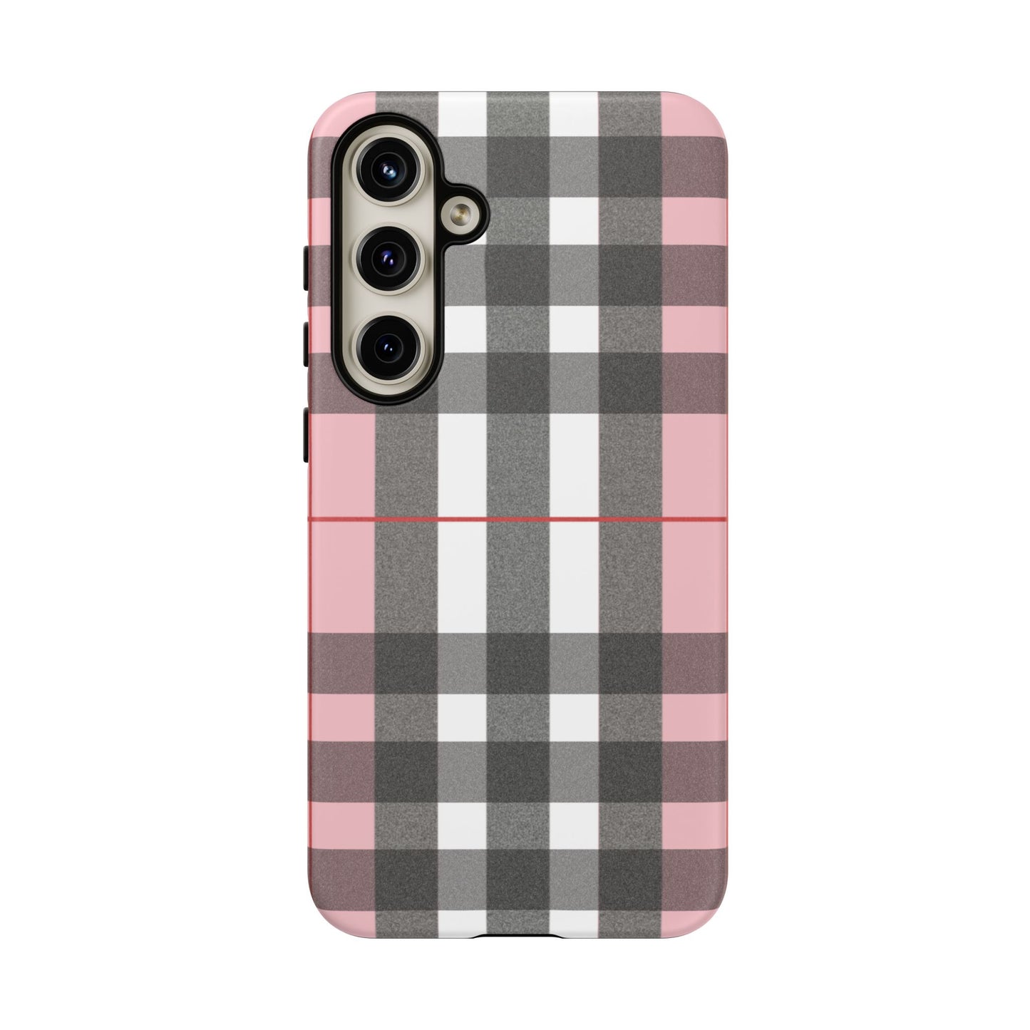 Bubblegum Plaid Tough Phone Case - Pink and Gray Buffalo Protection Cover
