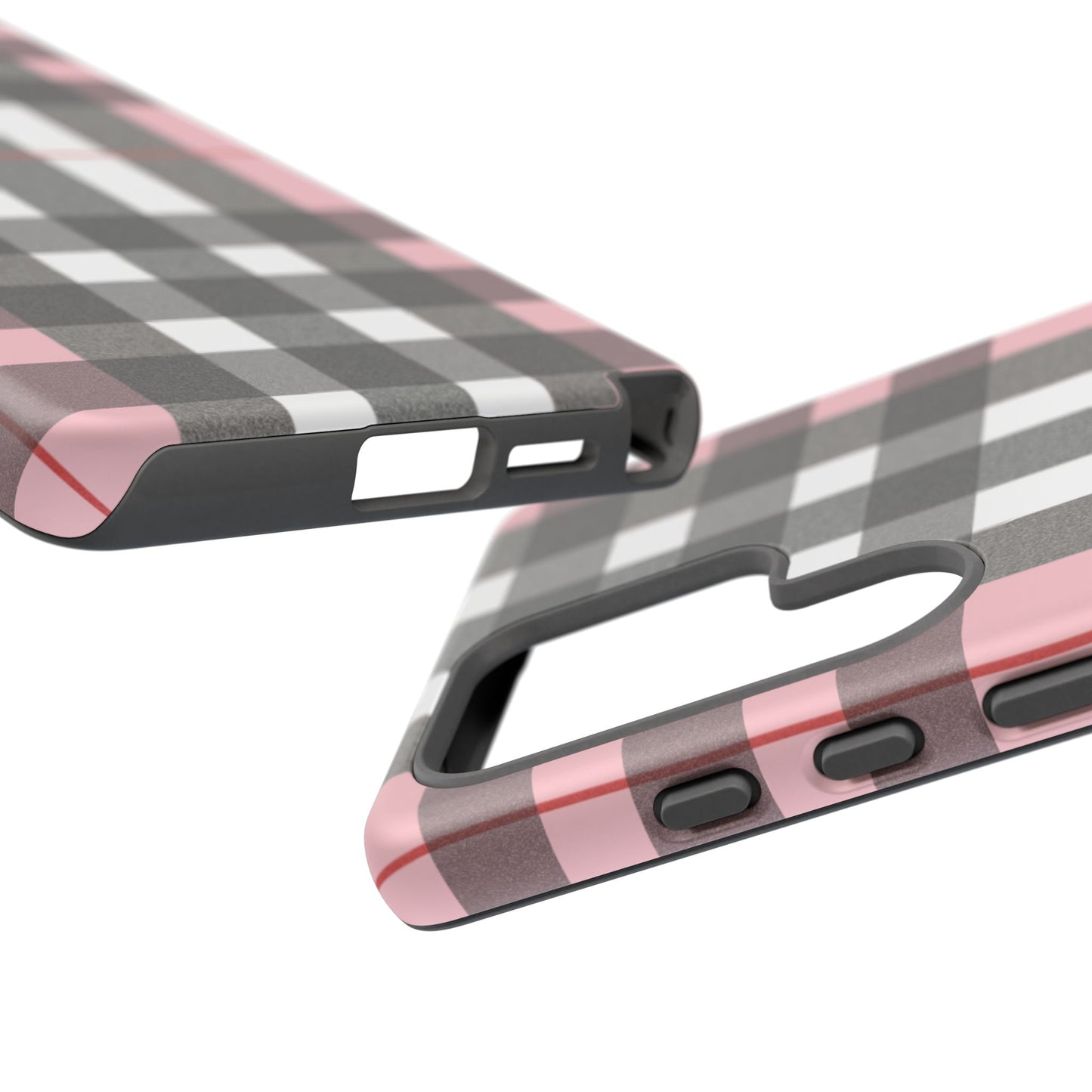 Bubblegum Plaid Tough Phone Case - Pink and Gray Buffalo Protection Cover