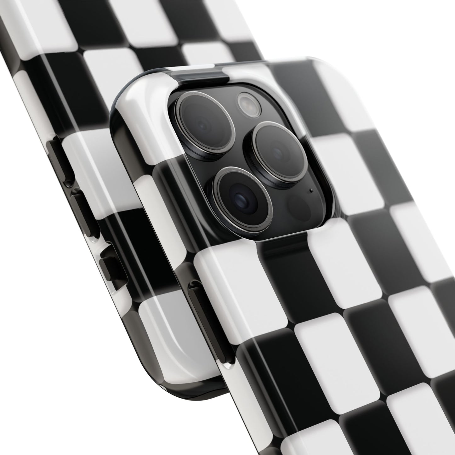 Checkerboard Tough Phone Case — Black & White Retro Protective Cover