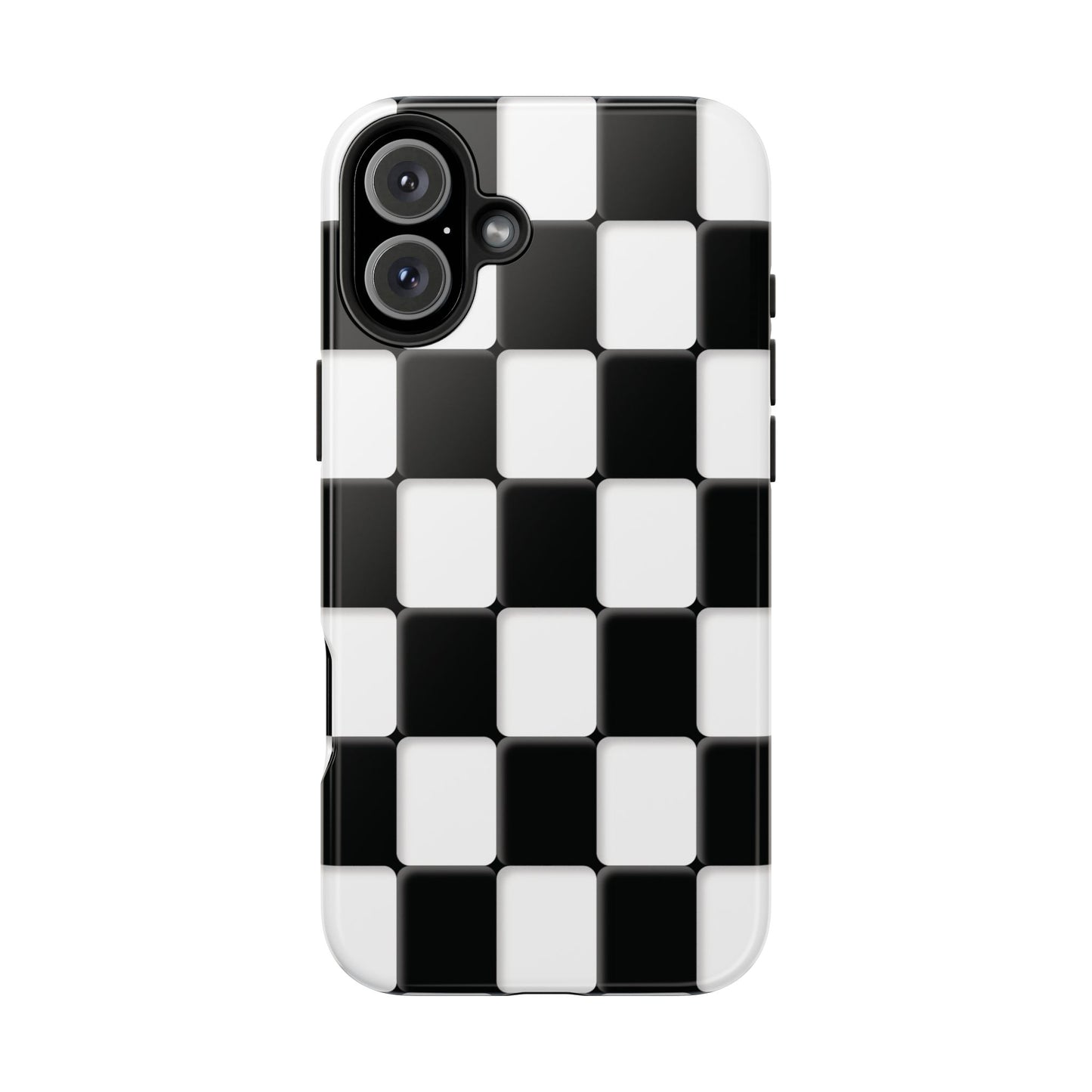 Checkerboard Tough Phone Case — Black & White Retro Protective Cover