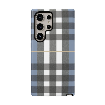 Nordic Plaid Tough Phone Case — Blue Gray Buffalo Check Protective Cover