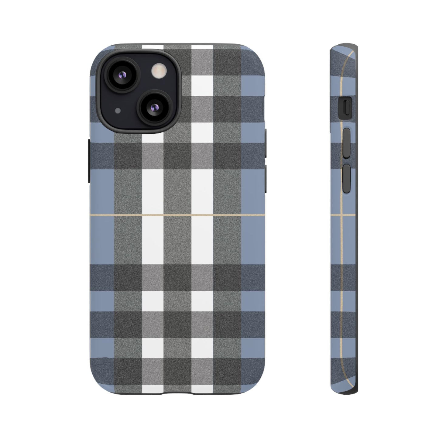 Nordic Plaid Tough Phone Case — Blue Gray Buffalo Check Protective Cover