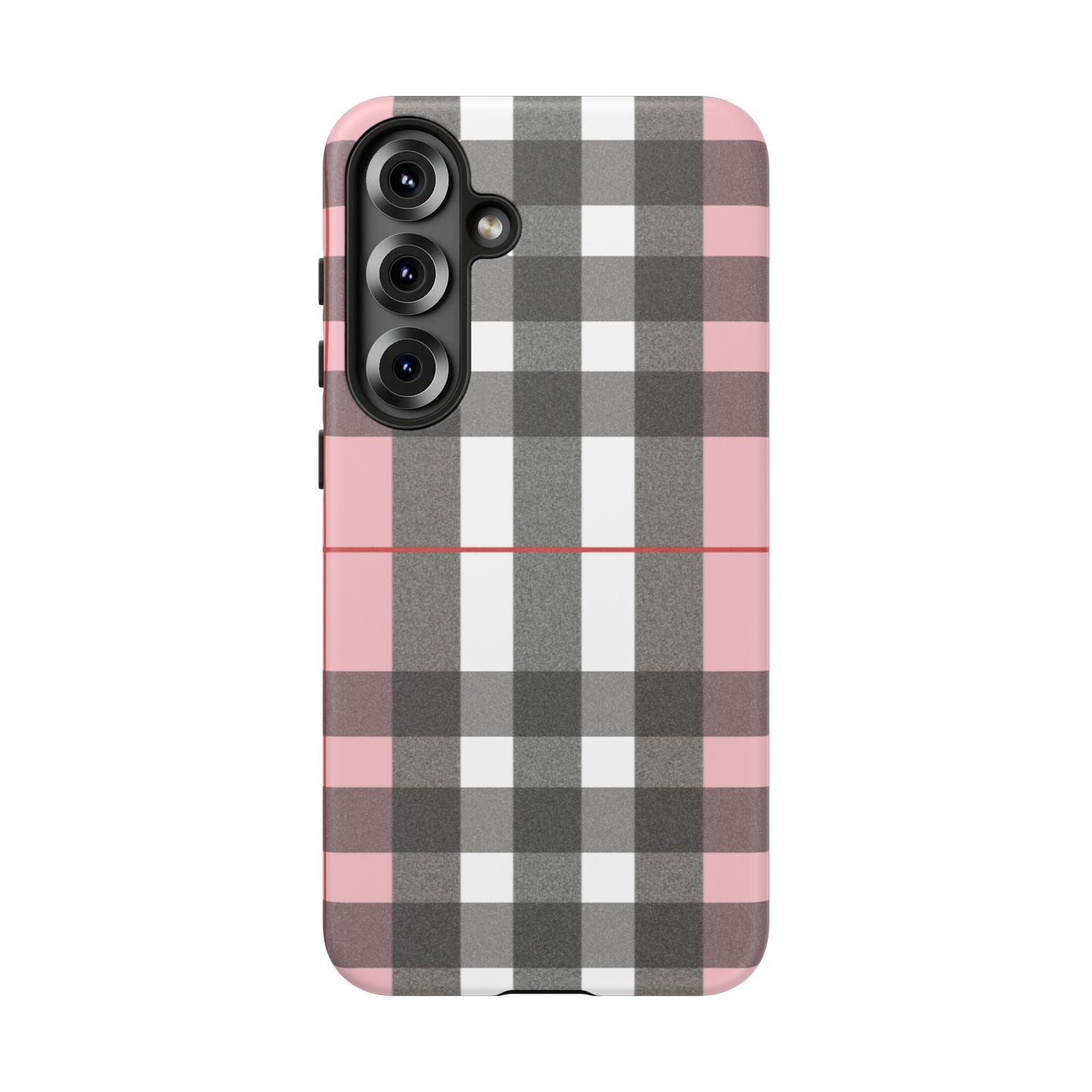 Bubblegum Plaid Tough Phone Case - Pink and Gray Buffalo Protection Cover