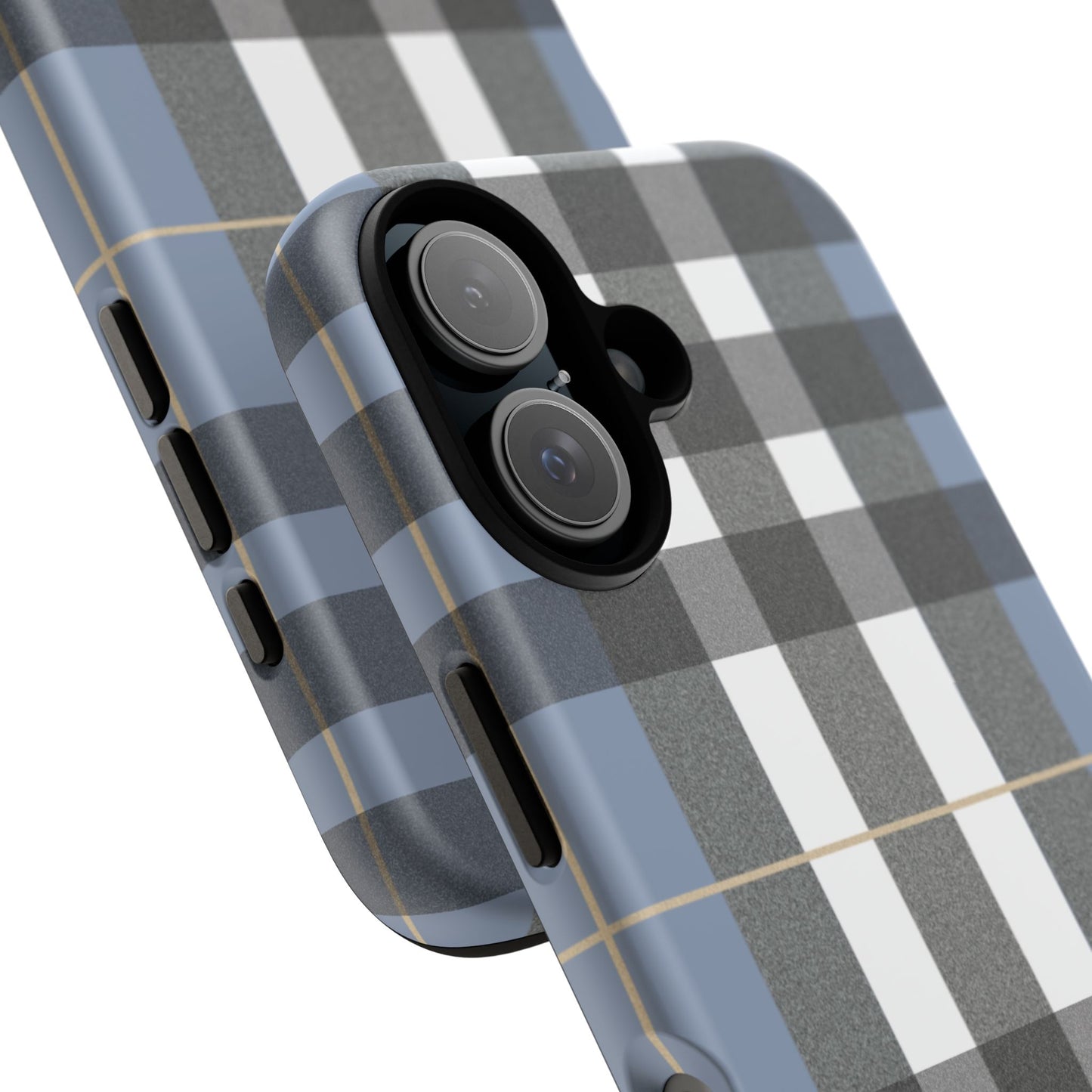 Nordic Plaid Tough Phone Case — Blue Gray Buffalo Check Protective Cover