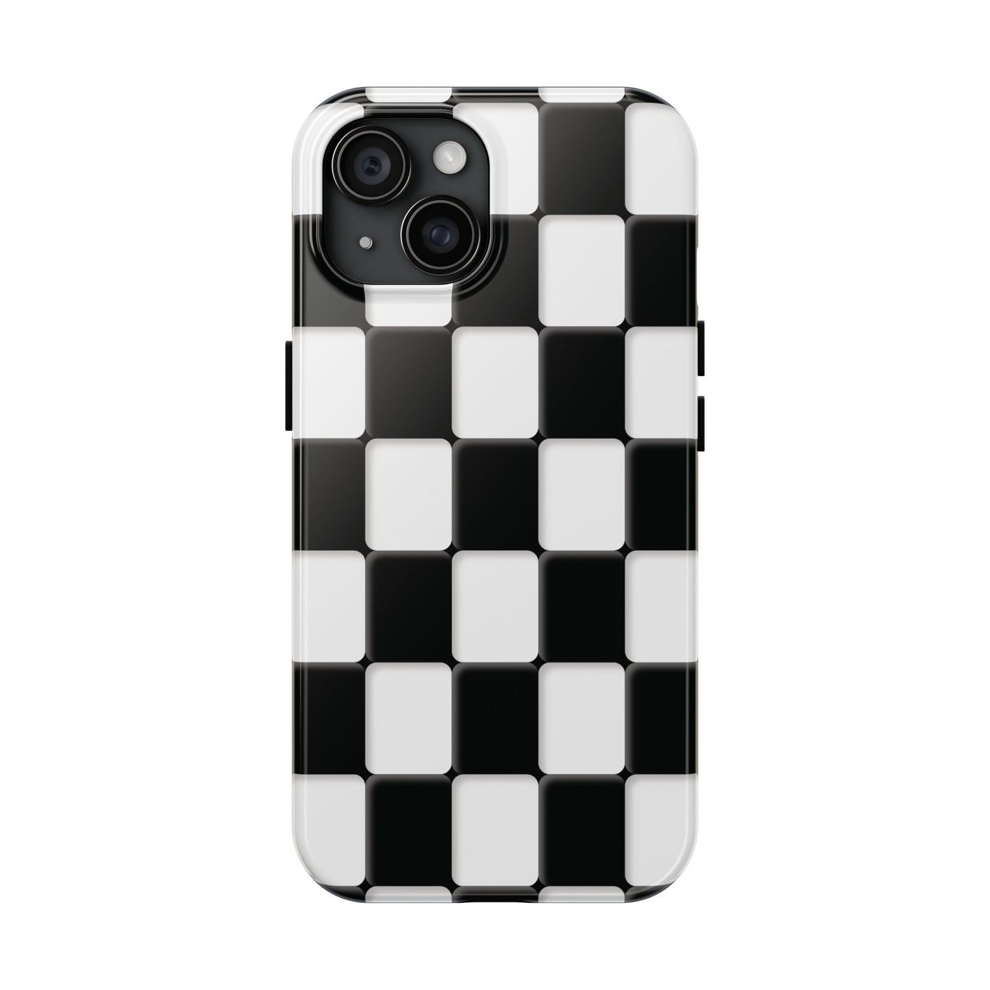 Checkerboard Tough Phone Case — Black & White Retro Protective Cover