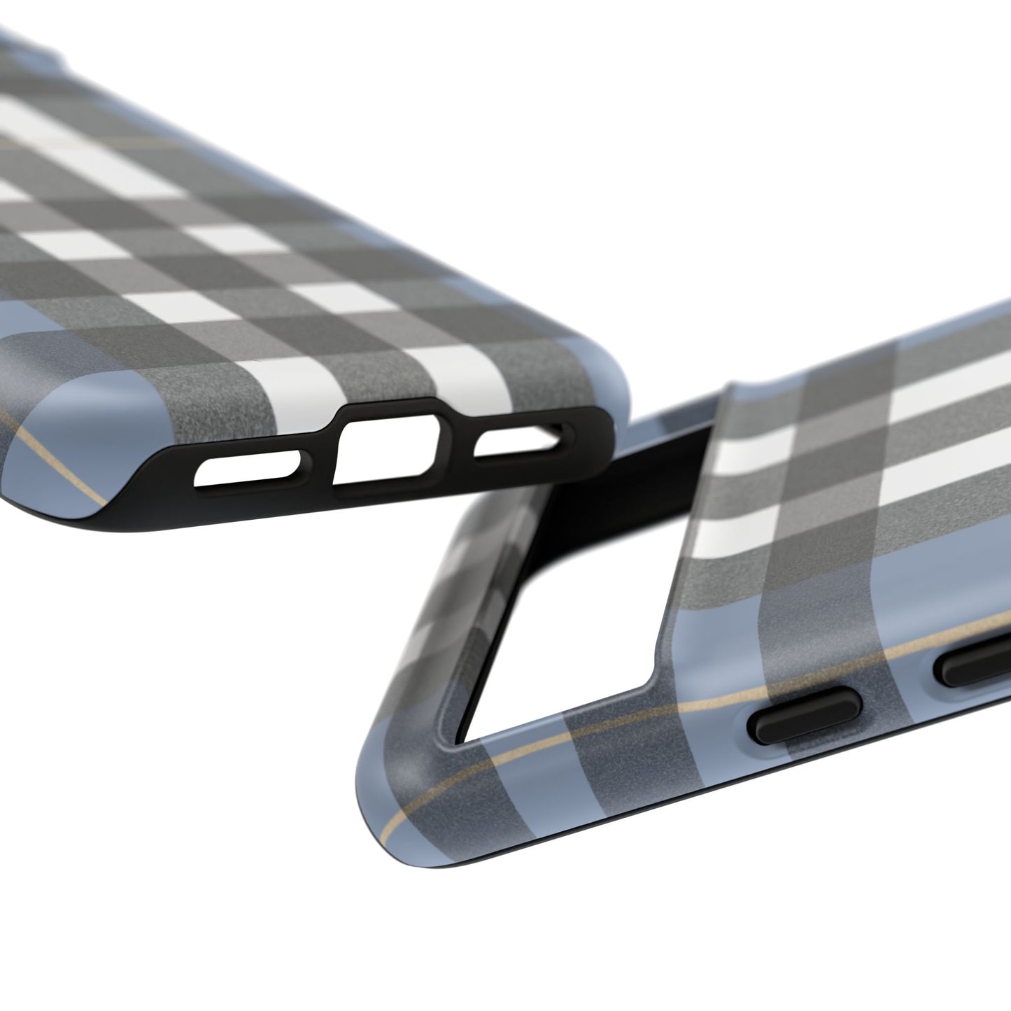 Nordic Plaid Tough Phone Case — Blue Gray Buffalo Check Protective Cover