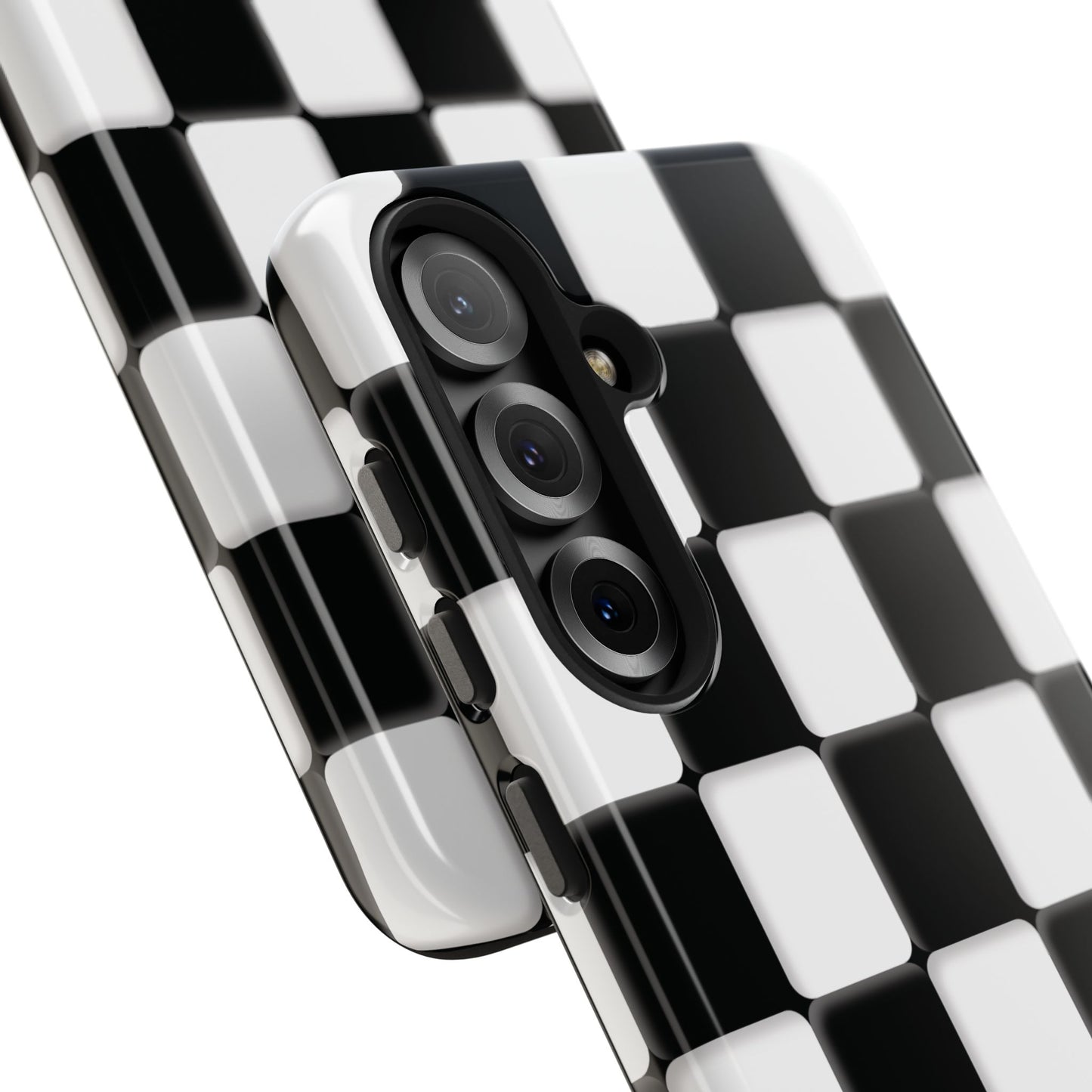 Checkerboard Tough Phone Case — Black & White Retro Protective Cover