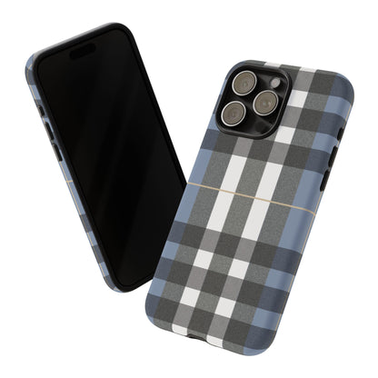 Nordic Plaid Tough Phone Case — Blue Gray Buffalo Check Protective Cover