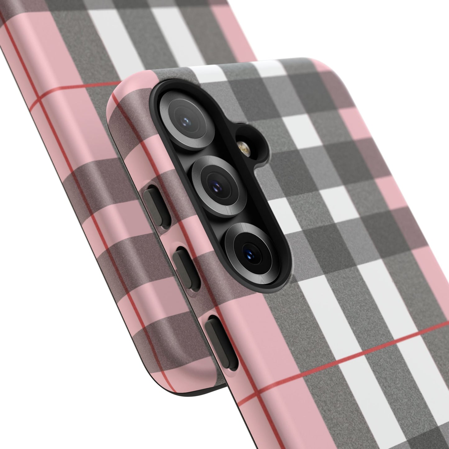 Bubblegum Plaid Tough Phone Case - Pink and Gray Buffalo Protection Cover