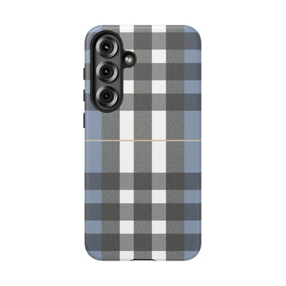 Nordic Plaid Tough Phone Case — Blue Gray Buffalo Check Protective Cover