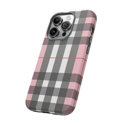 Bubblegum Plaid Tough Phone Case - Pink and Gray Buffalo Protection Cover