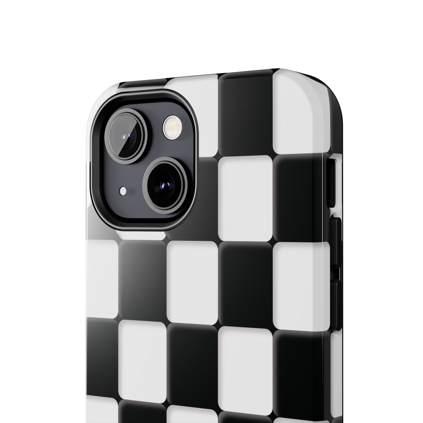 Checkerboard Tough Phone Case — Black & White Retro Protective Cover