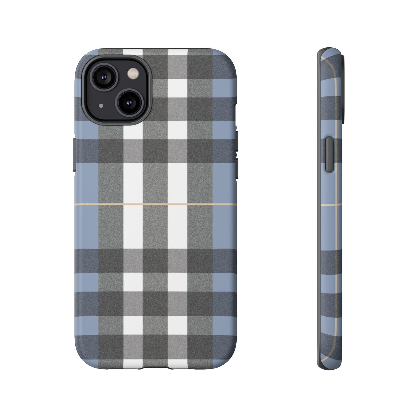 Nordic Plaid Tough Phone Case — Blue Gray Buffalo Check Protective Cover