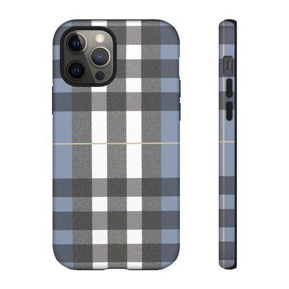 Nordic Plaid Tough Phone Case — Blue Gray Buffalo Check Protective Cover