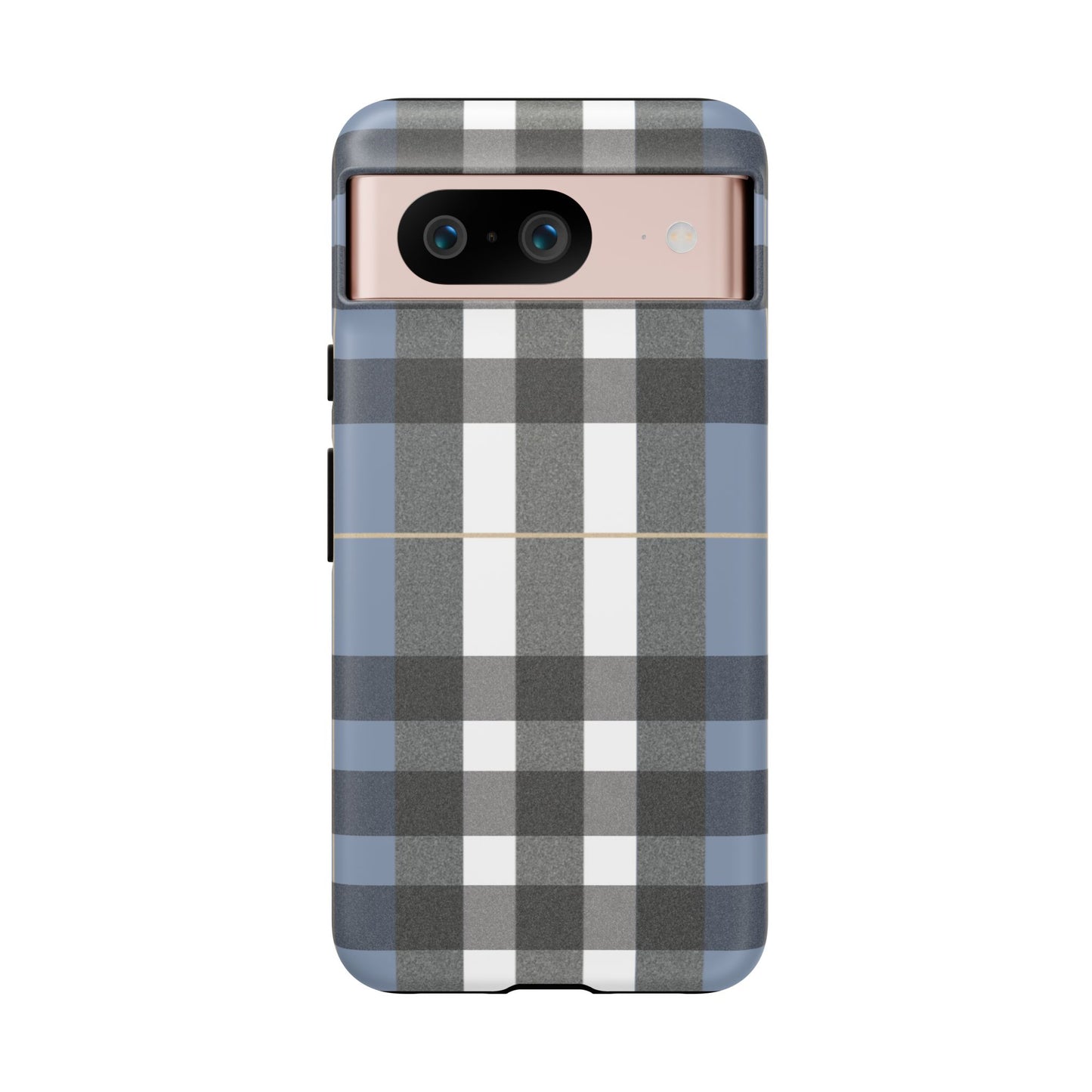 Nordic Plaid Tough Phone Case — Blue Gray Buffalo Check Protective Cover