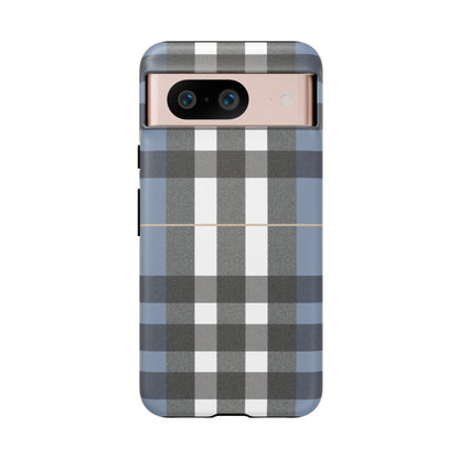 Nordic Plaid Tough Phone Case — Blue Gray Buffalo Check Protective Cover