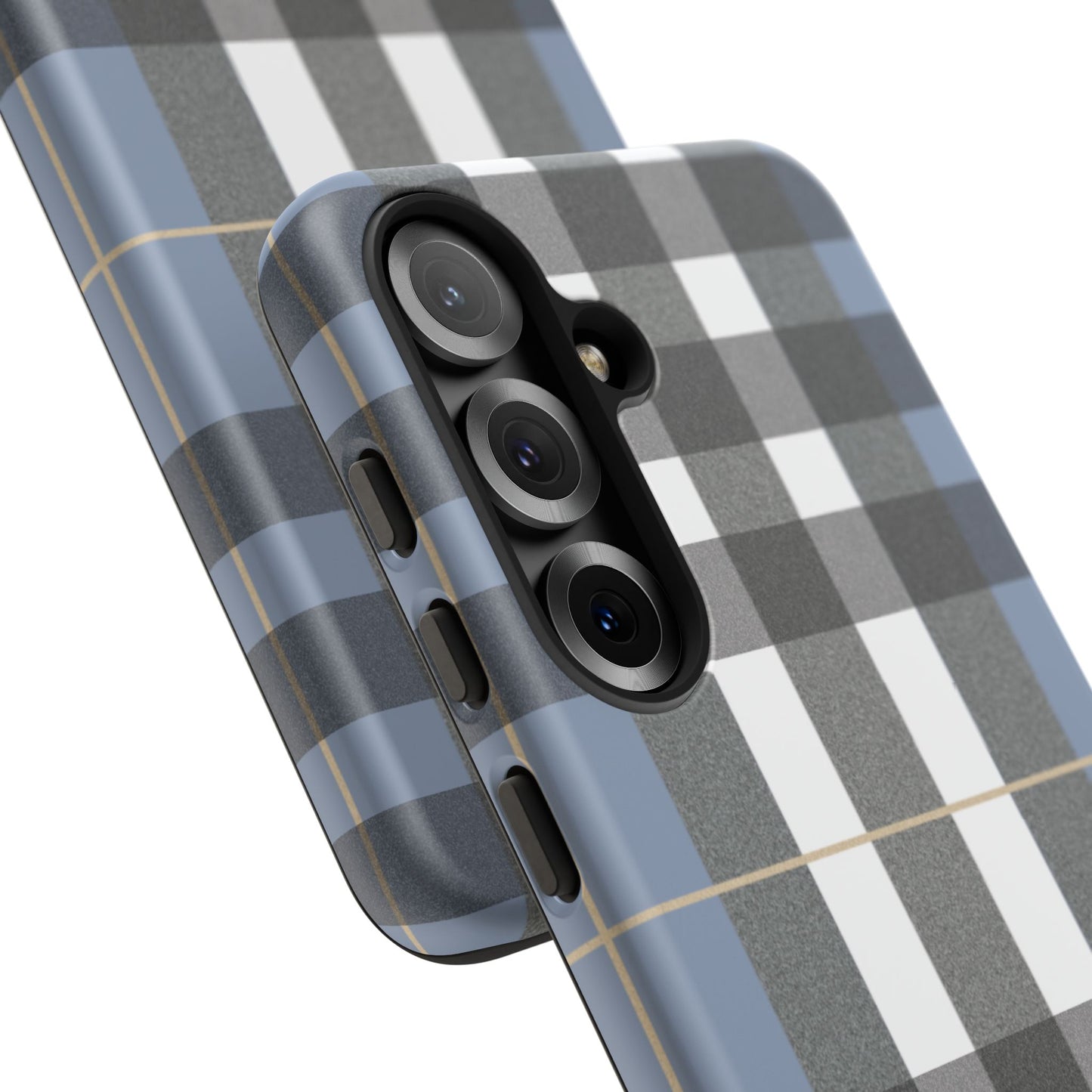 Nordic Plaid Tough Phone Case — Blue Gray Buffalo Check Protective Cover