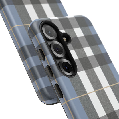 Nordic Plaid Tough Phone Case — Blue Gray Buffalo Check Protective Cover