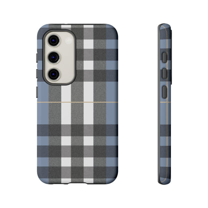 Nordic Plaid Tough Phone Case — Blue Gray Buffalo Check Protective Cover