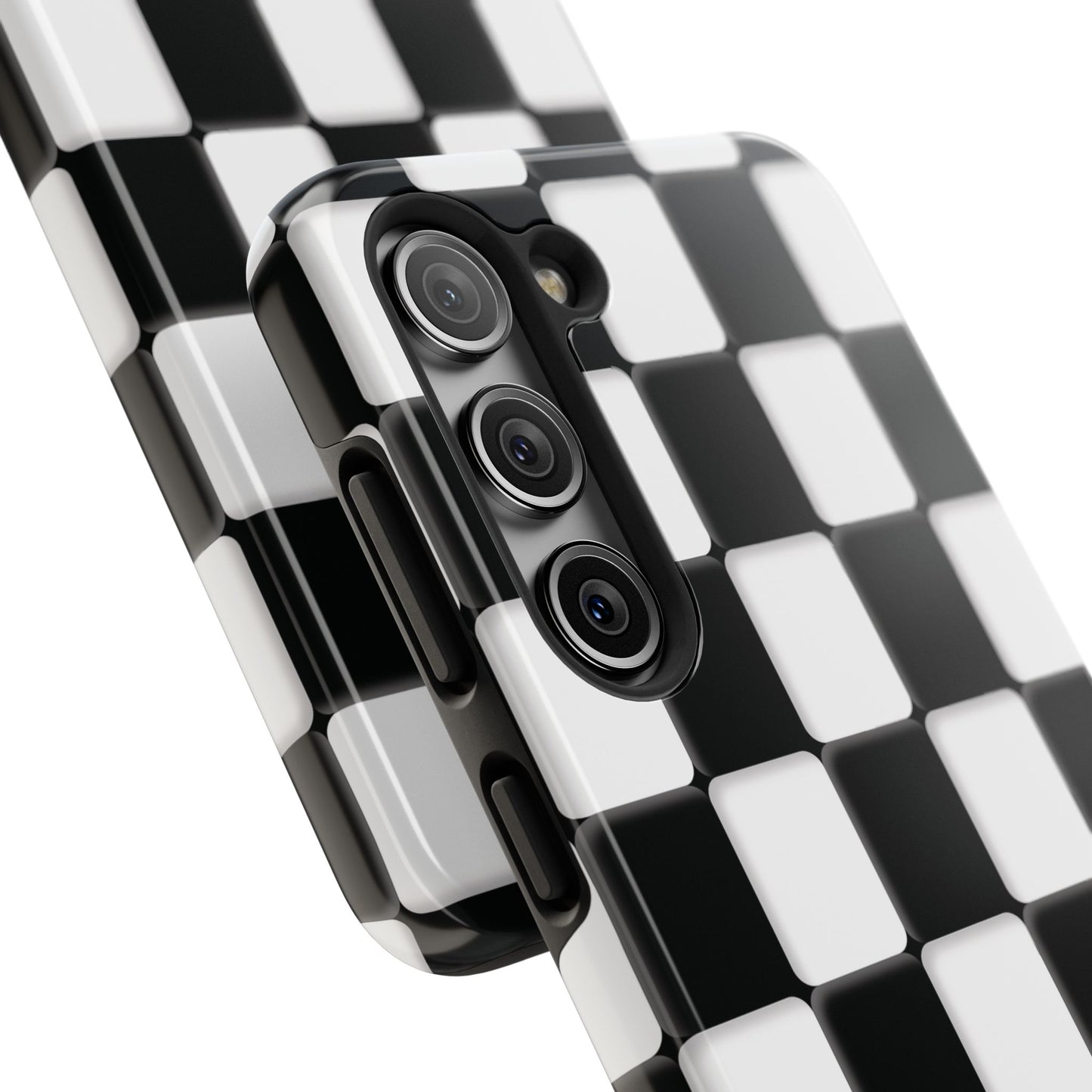 Checkerboard Tough Phone Case — Black & White Retro Protective Cover