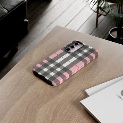 Bubblegum Plaid Tough Phone Case - Pink and Gray Buffalo Protection Cover