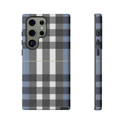 Nordic Plaid Tough Phone Case — Blue Gray Buffalo Check Protective Cover