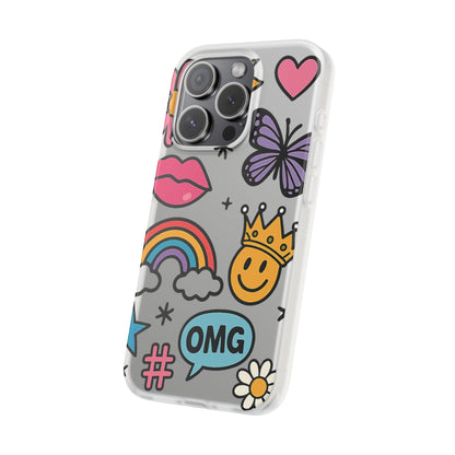 Doodle Pop Sticker Collage— Sleek Protective Flexi-Case