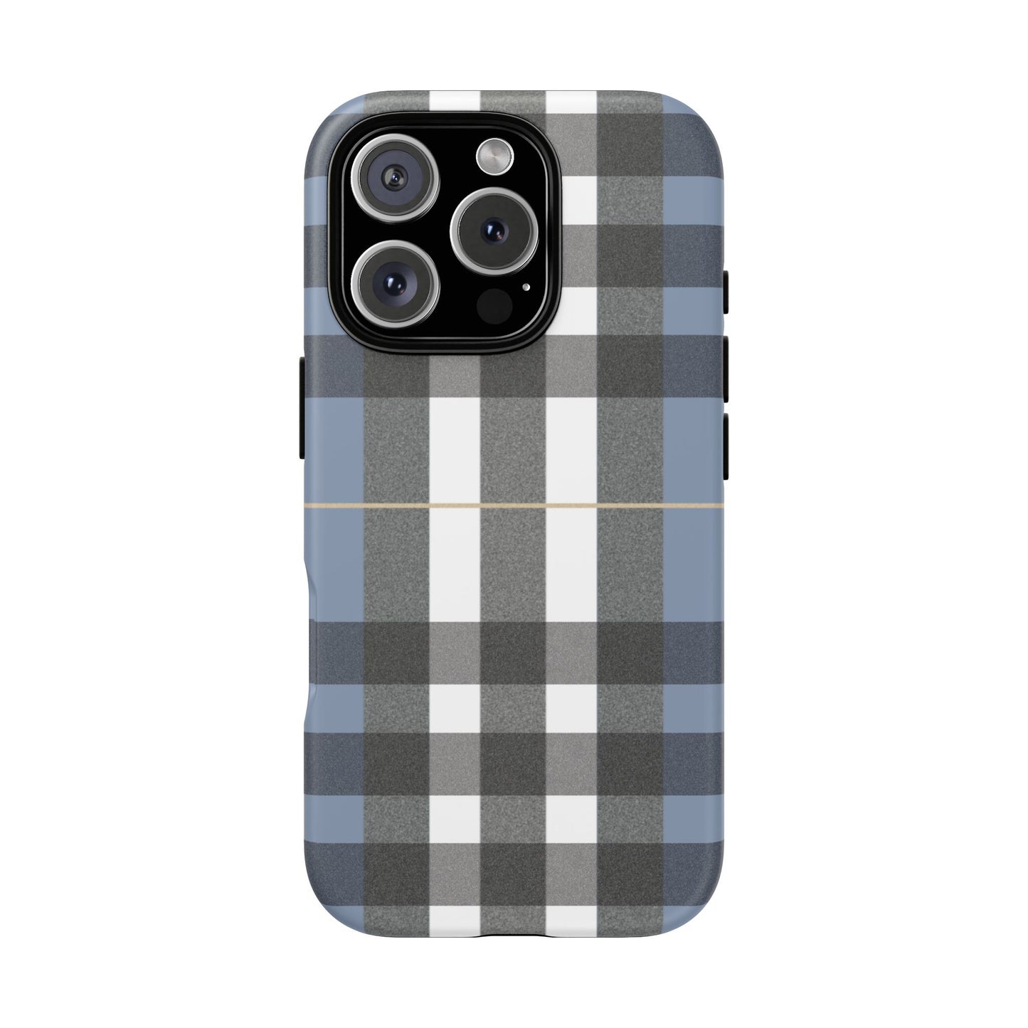 Nordic Plaid Tough Phone Case — Blue Gray Buffalo Check Protective Cover