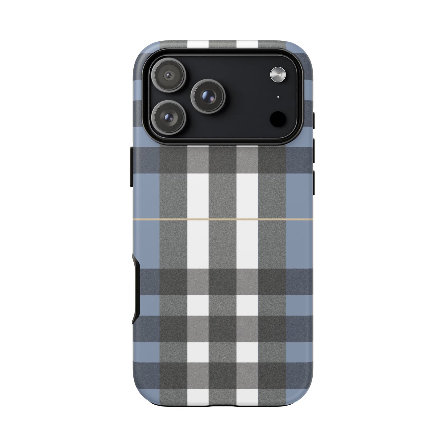 Nordic Plaid Tough Phone Case — Blue Gray Buffalo Check Protective Cover