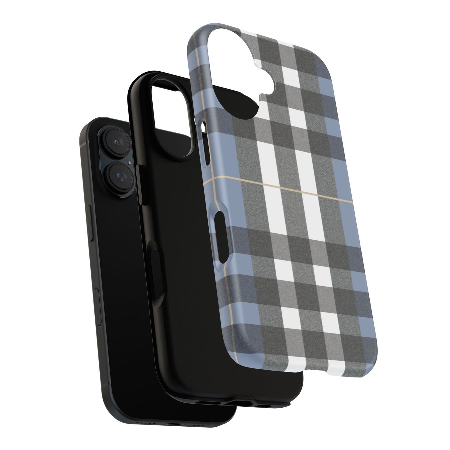Nordic Plaid Tough Phone Case — Blue Gray Buffalo Check Protective Cover