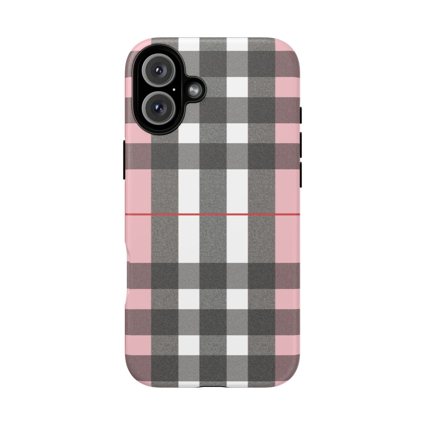 Bubblegum Plaid Tough Phone Case - Pink and Gray Buffalo Protection Cover