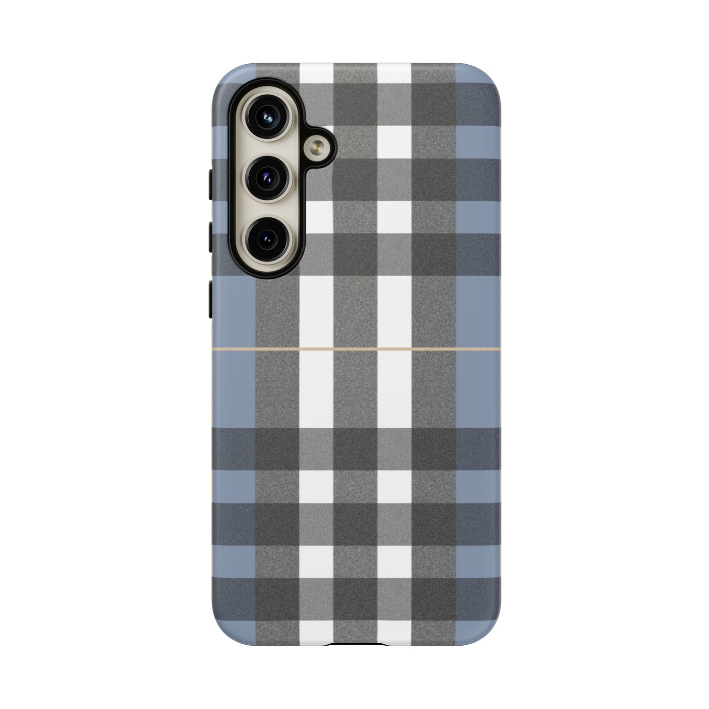 Nordic Plaid Tough Phone Case — Blue Gray Buffalo Check Protective Cover