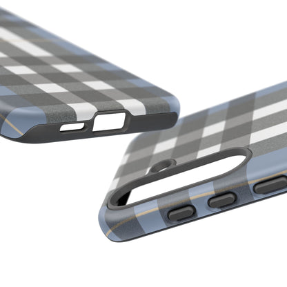 Nordic Plaid Tough Phone Case — Blue Gray Buffalo Check Protective Cover