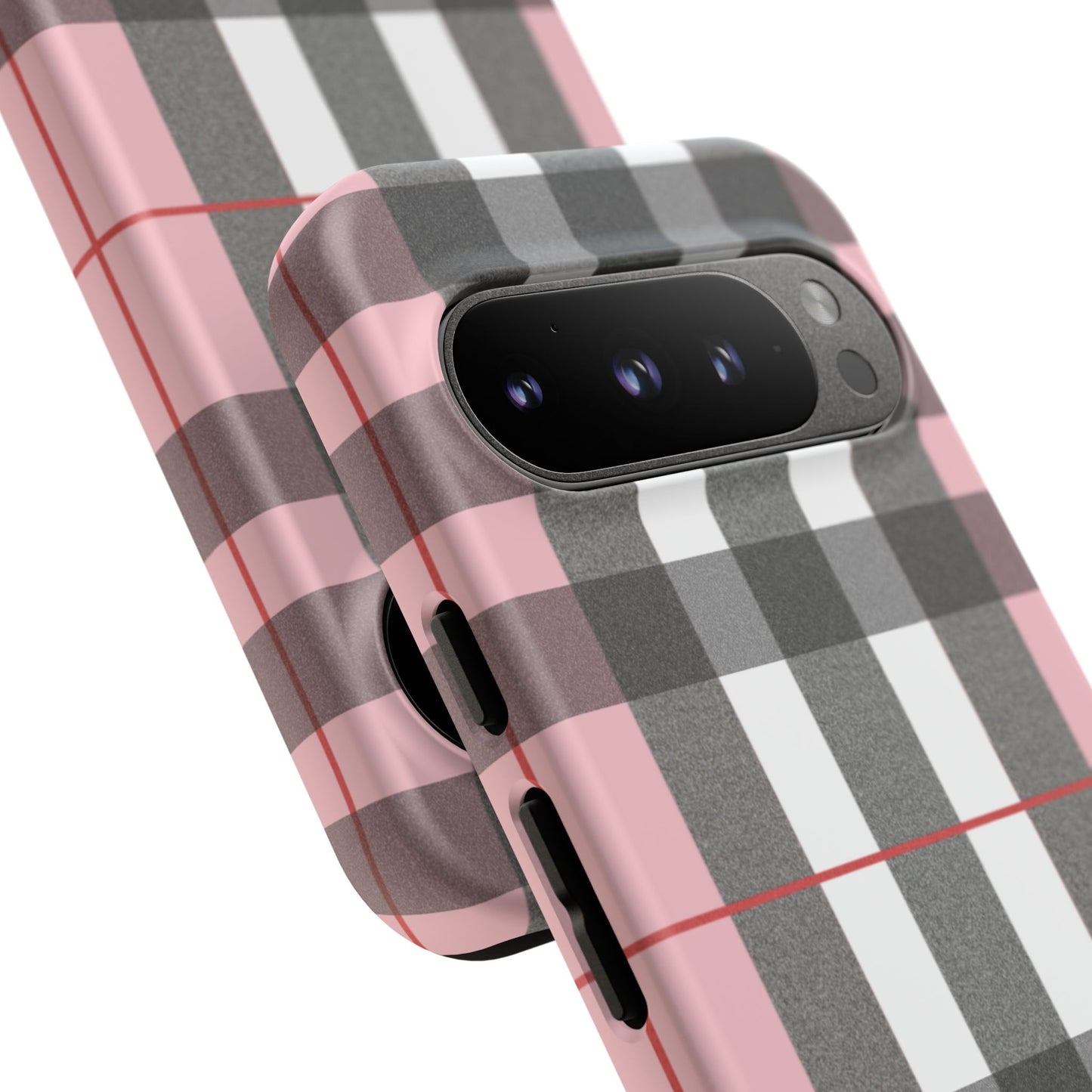 Bubblegum Plaid Tough Phone Case - Pink and Gray Buffalo Protection Cover