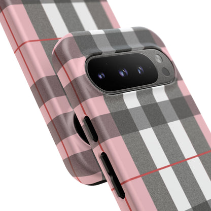 Bubblegum Plaid Tough Phone Case - Pink and Gray Buffalo Protection Cover
