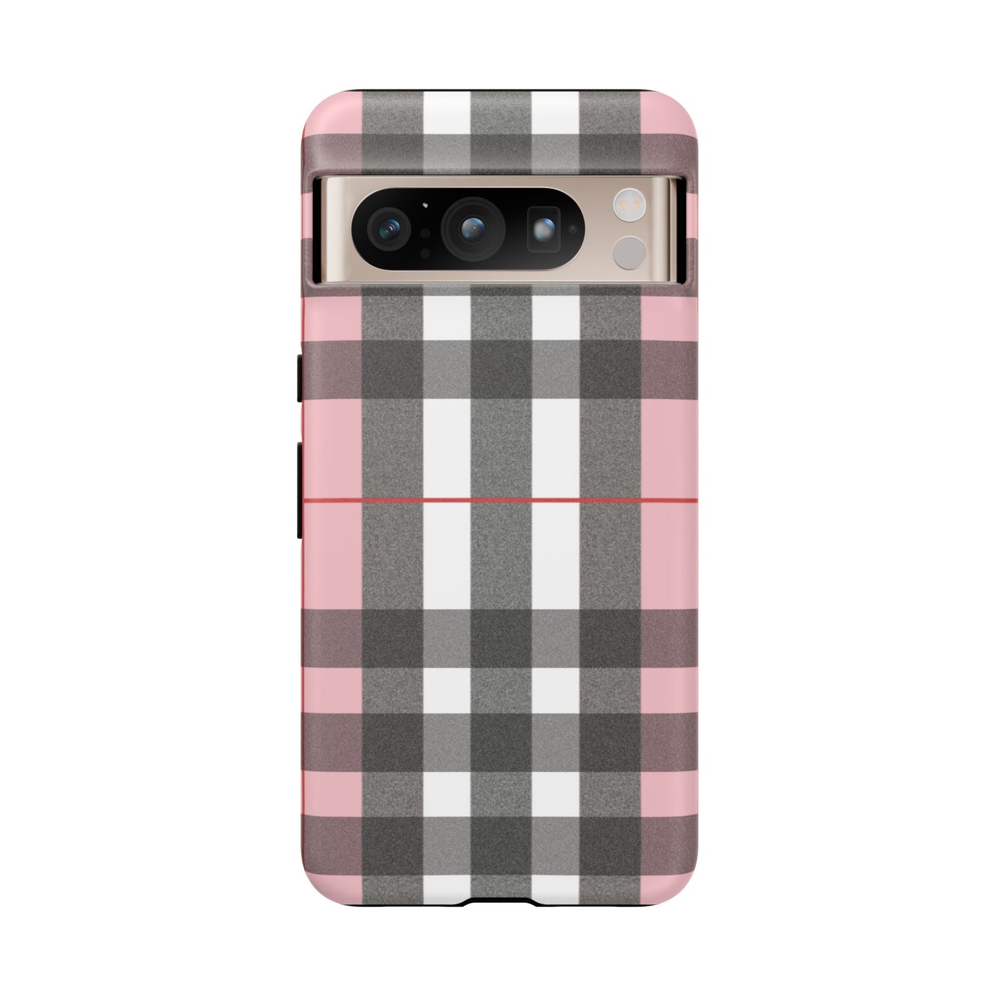 Bubblegum Plaid Tough Phone Case - Pink and Gray Buffalo Protection Cover