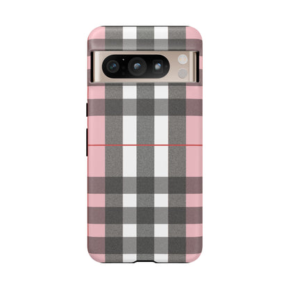 Bubblegum Plaid Tough Phone Case - Pink and Gray Buffalo Protection Cover