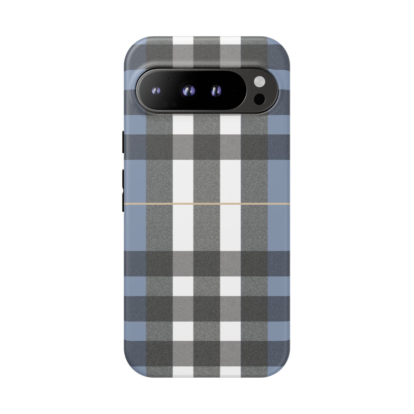 Nordic Plaid Tough Phone Case — Blue Gray Buffalo Check Protective Cover