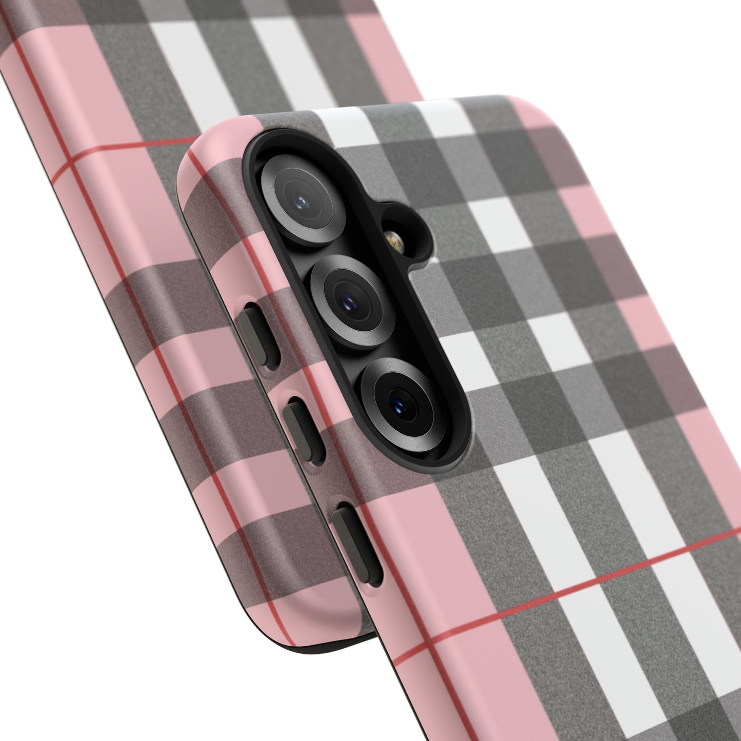 Bubblegum Plaid Tough Phone Case - Pink and Gray Buffalo Protection Cover