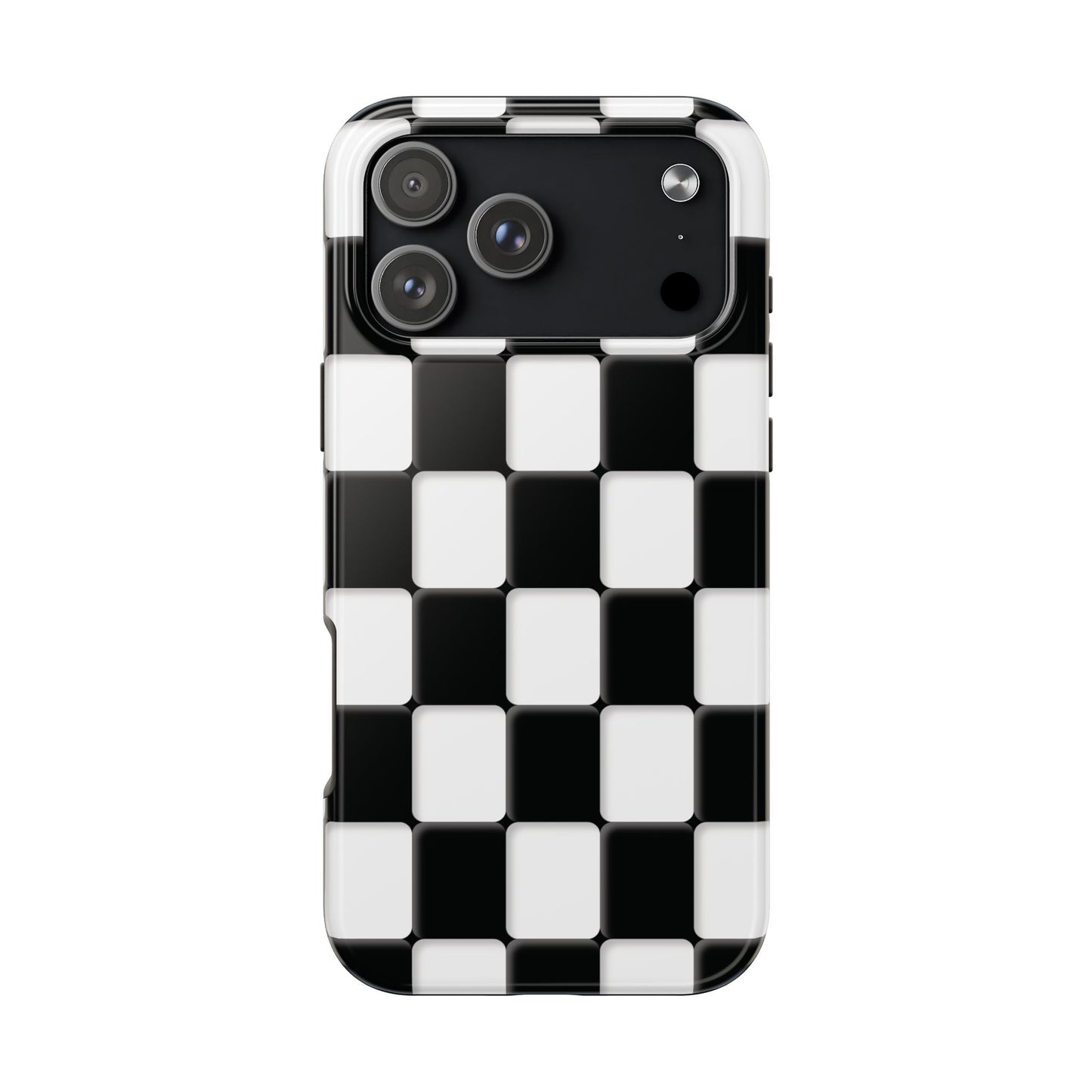 Checkerboard Tough Phone Case — Black & White Retro Protective Cover