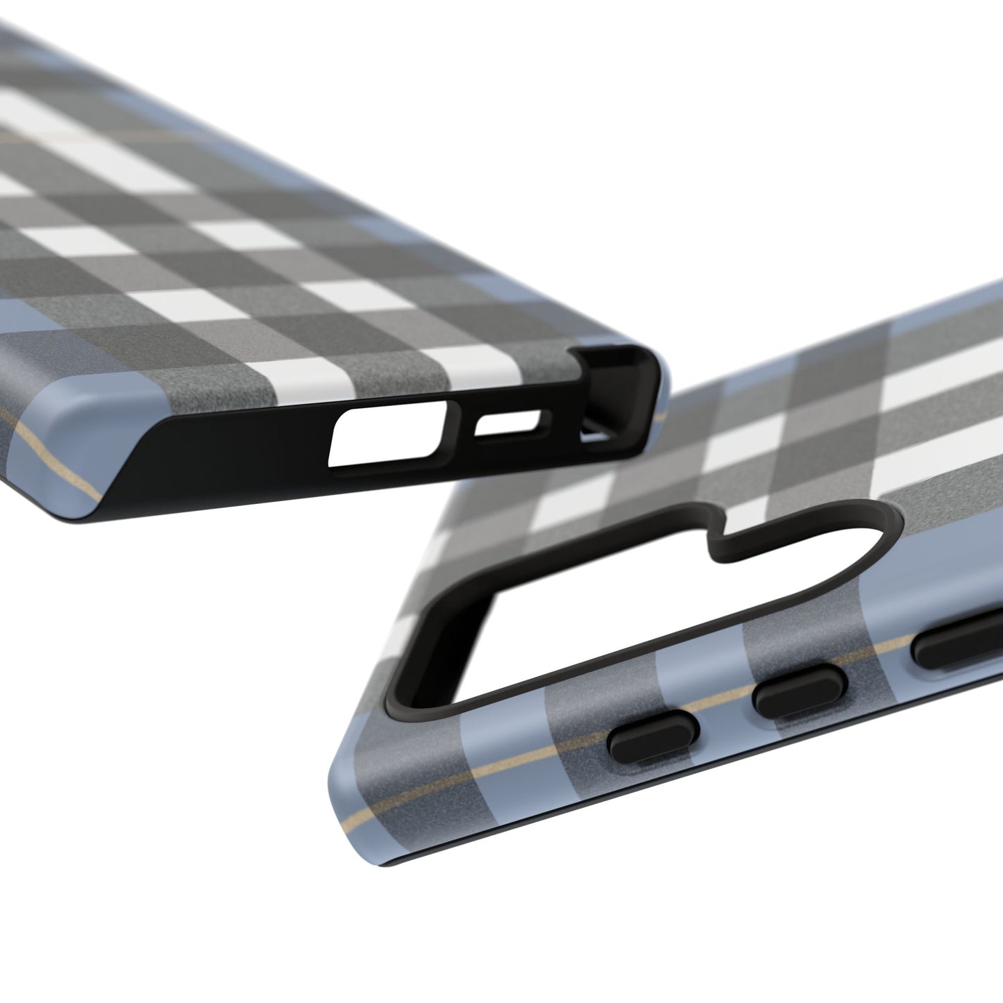 Nordic Plaid Tough Phone Case — Blue Gray Buffalo Check Protective Cover