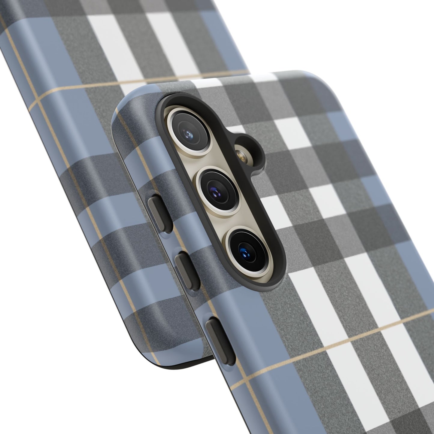 Nordic Plaid Tough Phone Case — Blue Gray Buffalo Check Protective Cover