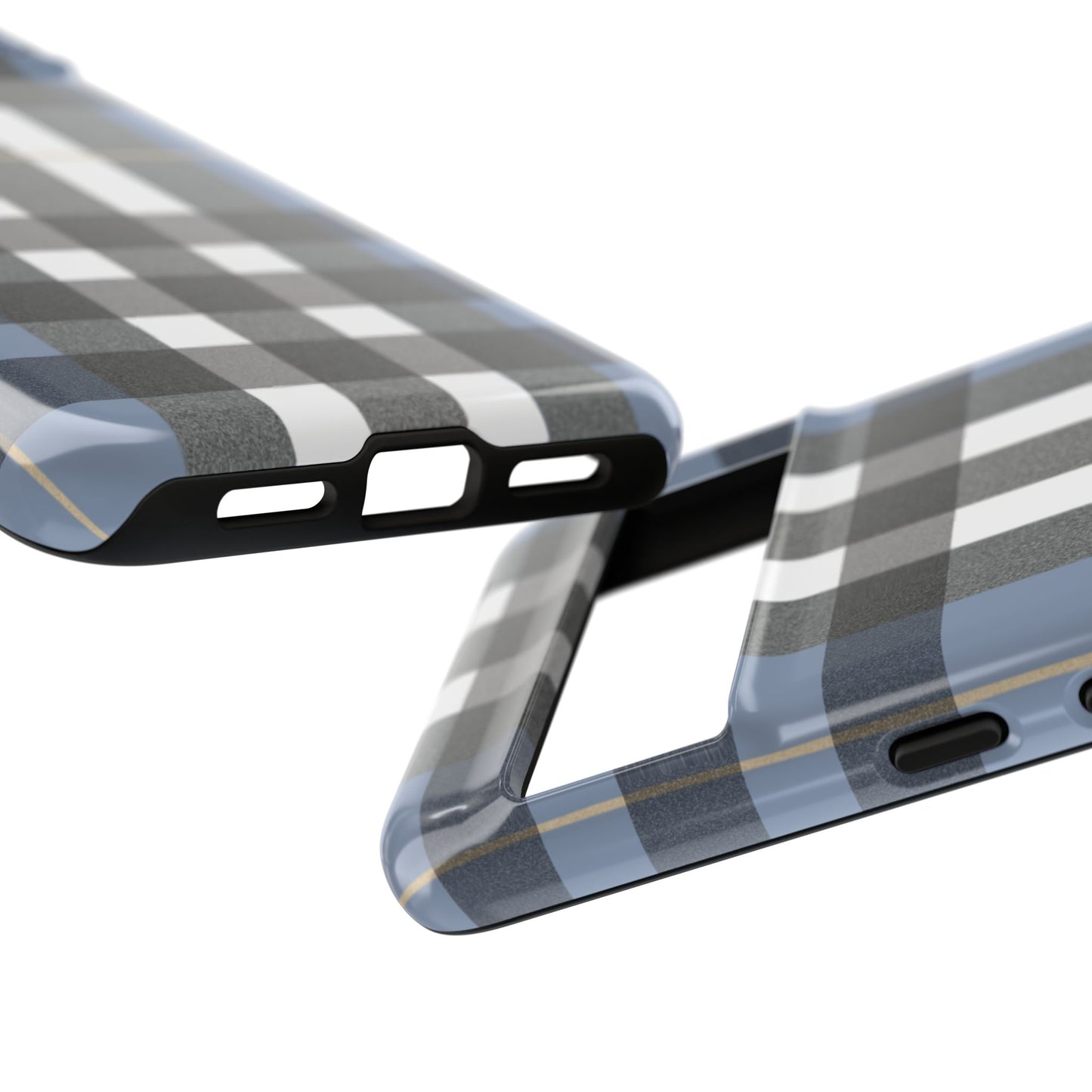 Nordic Plaid Tough Phone Case — Blue Gray Buffalo Check Protective Cover