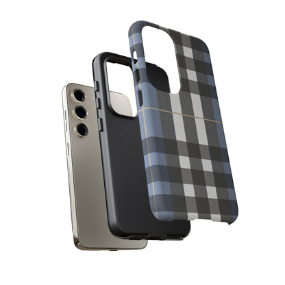 Nordic Plaid Tough Phone Case — Blue Gray Buffalo Check Protective Cover