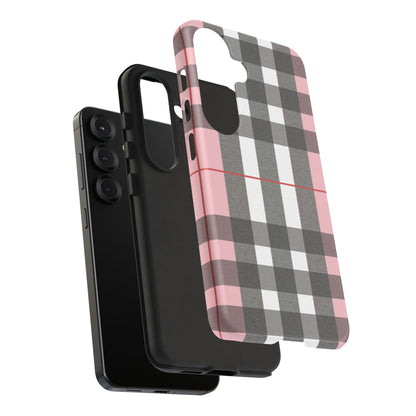 Bubblegum Plaid Tough Phone Case - Pink and Gray Buffalo Protection Cover