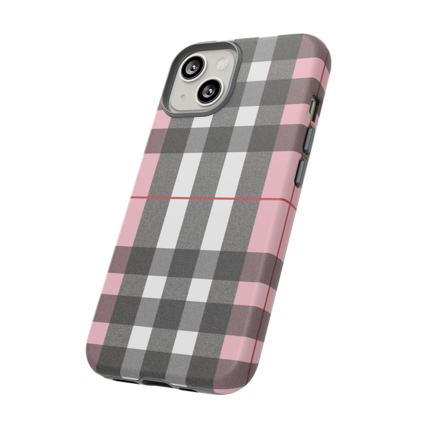 Bubblegum Plaid Tough Phone Case - Pink and Gray Buffalo Protection Cover