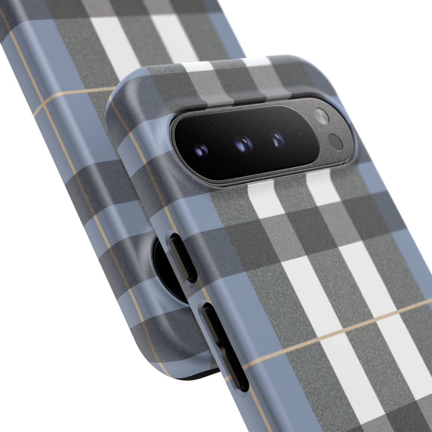 Nordic Plaid Tough Phone Case — Blue Gray Buffalo Check Protective Cover
